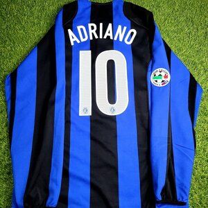 Adriano Inter Milan 2004 2005 Long Sleeve Soccer Jersey Shirt M